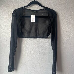 Windsor Sheer Black Cropped Sweater